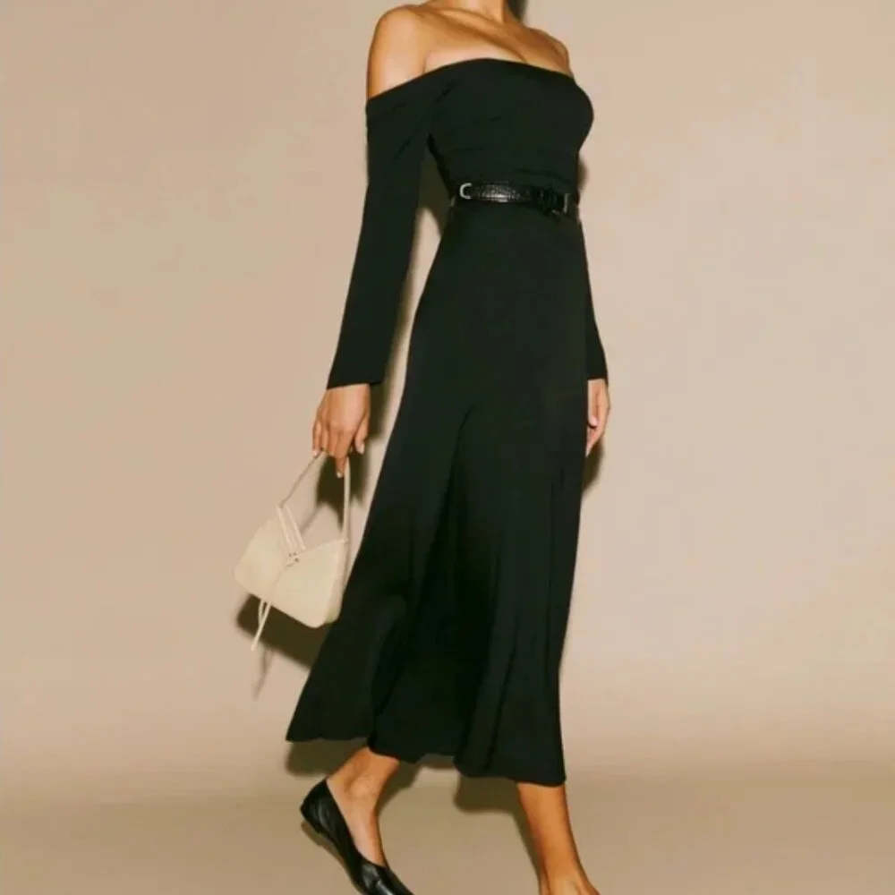 Reformation Ballari Dress in Black - Picture 2 of 6
